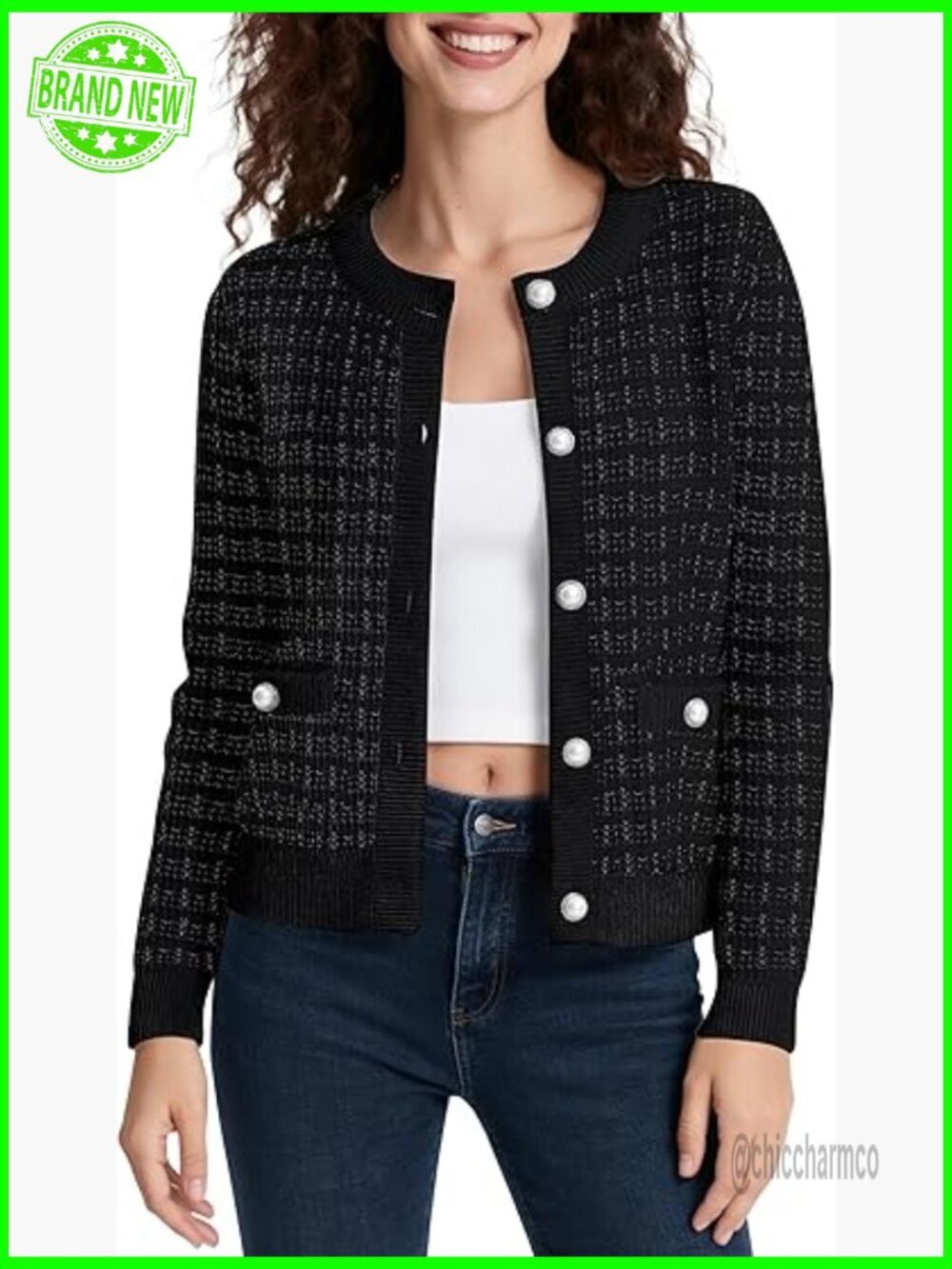 Open Front Knit Cropped Cardigan Long Sleeve Sweater Jacket